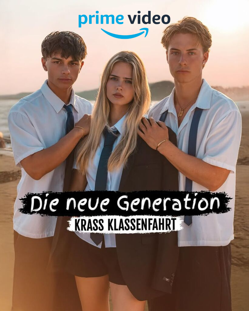 Moody cinematic portrait movie poster style image featuring dramatic lighting and a sense of high-school drama for Krass Klassenfahrt